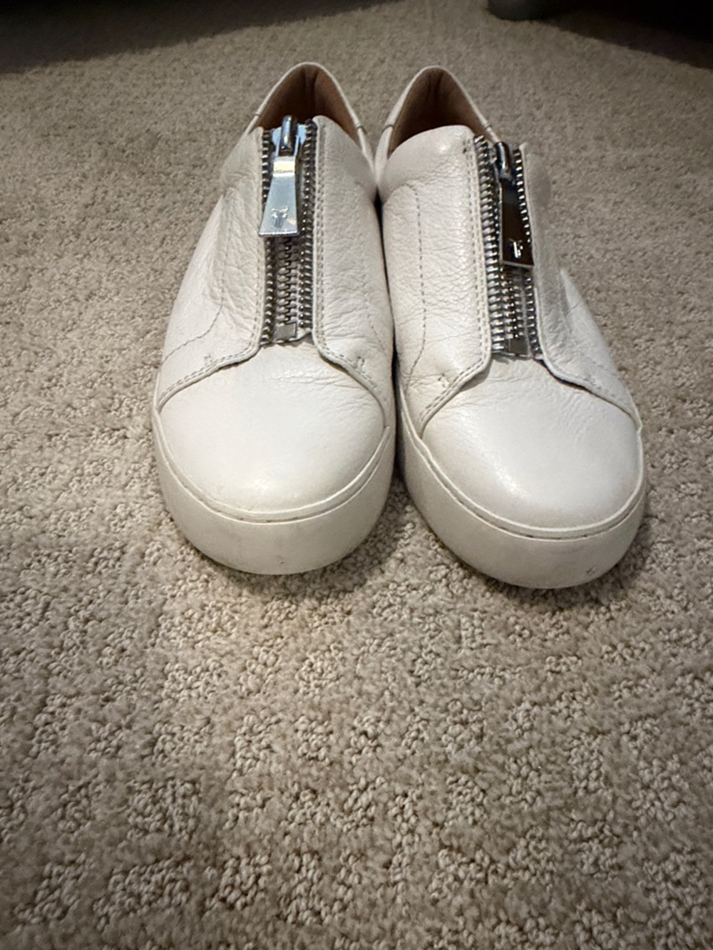 Frye White Leather Lena Zip Platform Sneaker - Picture 4 of 9